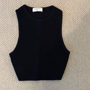 Babaton Black Ribbed Crop Tank
